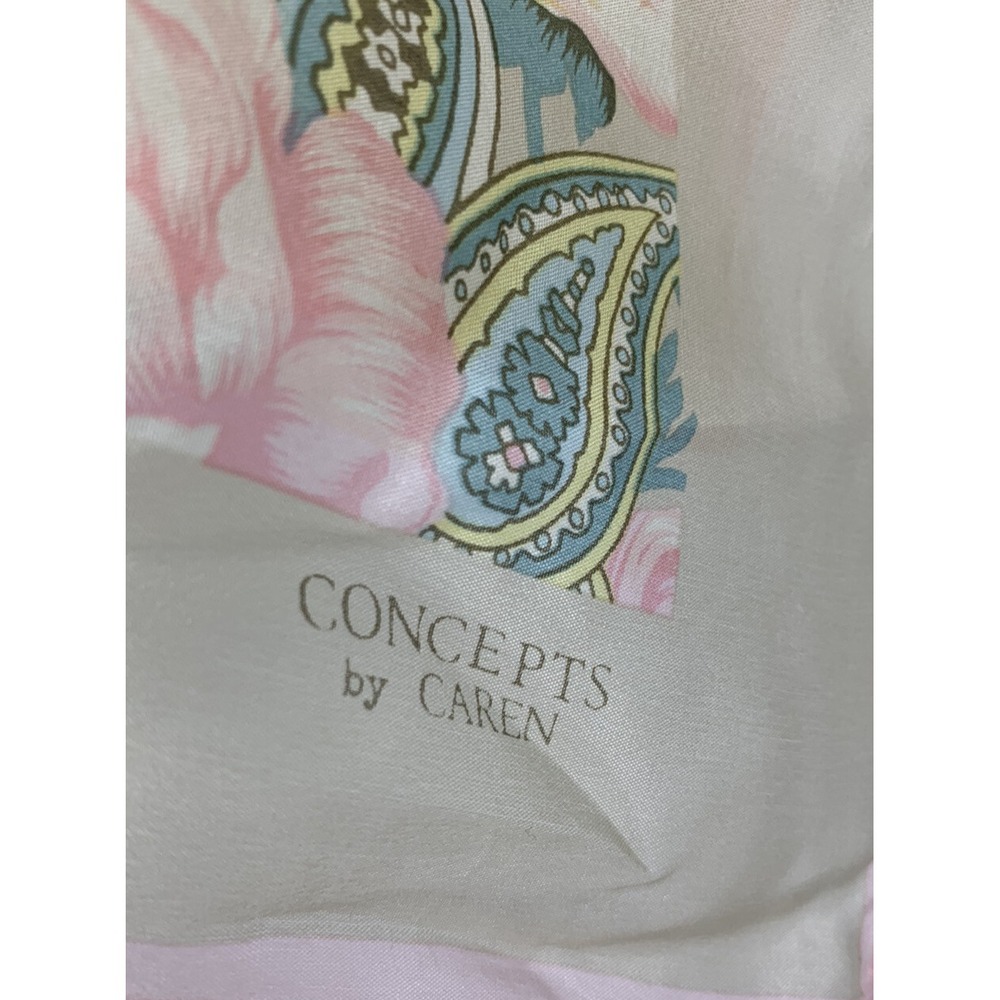 Vintage Concepts By Caren Paisley Floral Wrap Scarf Lightweight Silky 30" x 30" - Picture 3 of 6